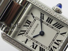 Tank Louis Ladies 22mm SS/Dia Bezel 8848F 1:1 Best Edition White Dial on SS Bracelet Ronda Quartz(Free leather strap)
