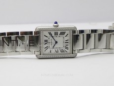 Tank Louis Ladies 25mm SS/Dia Bezel 8848F 1:1 Best Edition White Dial on SS Bracelet Ronda Quartz(Free leather strap)
