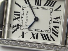 Tank Louis Ladies 25mm SS/Dia Bezel 8848F 1:1 Best Edition White Dial on SS Bracelet Ronda Quartz(Free leather strap)