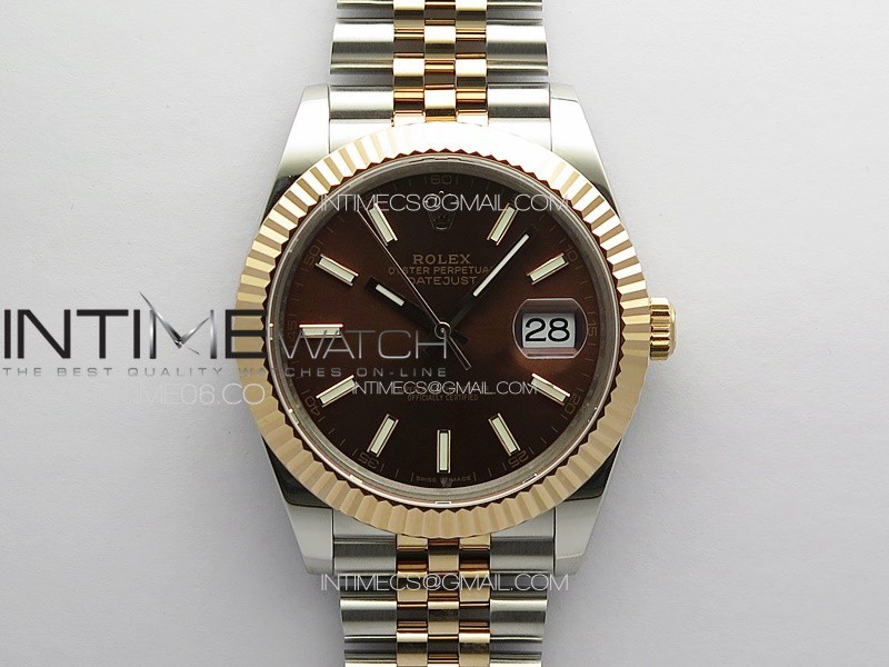 DateJust 41 126331 904L SS/RG GMF 1:1 Best Edition Brown Dial Sticks Markers On Jubilee Bracelet VR3235