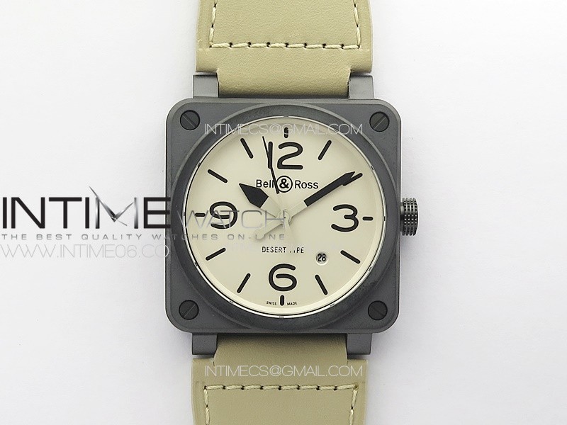 BR 03-92 Real Ceramic 1:1 Best Edition White Dial Black Markers on Brown Leather Strap MIYOTA 9015 BR 03-92 Real Ceramic 1:1 Best Edition White Dial Black Markers on Brown Leather Strap MIYOTA 9015
