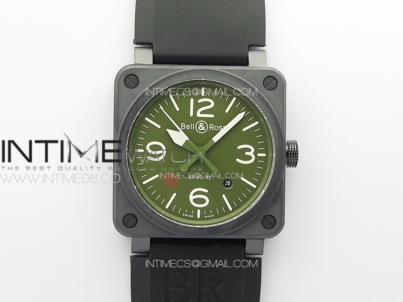 BR 03-92 Real Ceramic 1:1 Best Edition Green Dial on Black Rubber Strap MIYOTA 9015 BR 03-92 Real Ceramic 1:1 Best Edition Green Dial on Black Rubber Strap MIYOTA 9015