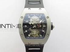 RM001 Satin-polished steel Real PR YSF Skeleton Dial on black Rubber Strap Asian Tourbillon