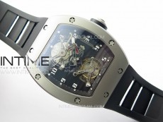 RM001 Satin-polished steel Real PR YSF Skeleton Dial on black Rubber Strap Asian Tourbillon