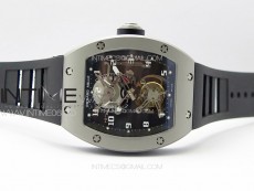 RM001 Satin-polished steel Real PR YSF Skeleton Dial on black Rubber Strap Asian Tourbillon