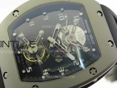 RM001 Satin-polished steel Real PR YSF Skeleton Dial on black Rubber Strap Asian Tourbillon