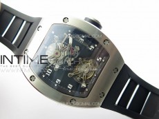 RM001 Real PR SS YSF Skeleton Dial on black Rubber Strap Asian Tourbillon
