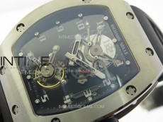 RM001 Real PR SS YSF Skeleton Dial on black Rubber Strap Asian Tourbillon