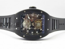 RM001 Real PR DLC YSF Skeleton Dial on black Rubber Strap Asian Tourbillon