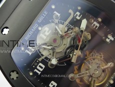 RM001 Real PR DLC YSF Skeleton Dial on black Rubber Strap Asian Tourbillon