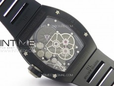 RM001 Real PR DLC YSF Skeleton Dial on black Rubber Strap Asian Tourbillon