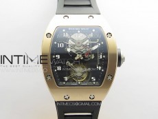 RM001 Real PR RG YSF Skeleton Dial on black Rubber Strap Asian Tourbillon