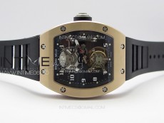 RM001 Real PR RG YSF Skeleton Dial on black Rubber Strap Asian Tourbillon
