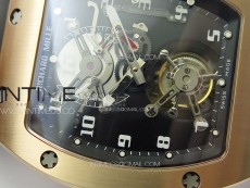 RM001 Real PR RG YSF Skeleton Dial on black Rubber Strap Asian Tourbillon