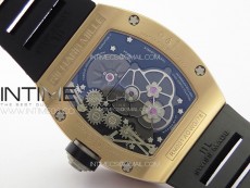 RM001 Real PR RG YSF Skeleton Dial on black Rubber Strap Asian Tourbillon