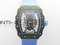 RM053-01 Real Forge Carbon YSF Best Edition Skeleton Dial on Blue Nylon Strap Asian Tourbillon