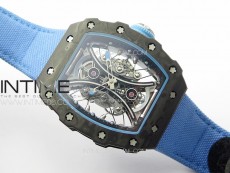 RM053-01 Real Forge Carbon YSF Best Edition Skeleton Dial on Blue Nylon Strap Asian Tourbillon
