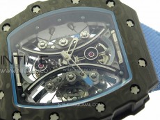 RM053-01 Real Forge Carbon YSF Best Edition Skeleton Dial on Blue Nylon Strap Asian Tourbillon