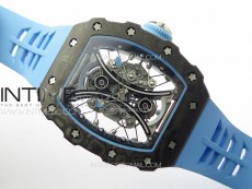 RM053-01 Real Forge Carbon YSF Best Edition Skeleton Dial on Blue Rubber Strap Asian Tourbillon
