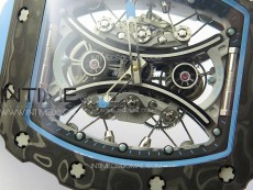 RM053-01 Real Forge Carbon YSF Best Edition Skeleton Dial on Blue Rubber Strap Asian Tourbillon