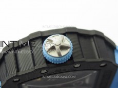 RM053-01 Real Forge Carbon YSF Best Edition Skeleton Dial on Blue Rubber Strap Asian Tourbillon