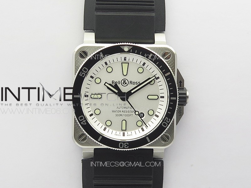 BR 03-92 Diver SS B12 1:1 Best Edition White Dial on Black Nylon Strap A2824 (Free Leather)