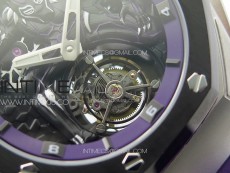 Royal Oak Concept 26620 Satin-polished Steel 1:1 Best Edition Skeleton Dial on Purple Rubber Strap A2965