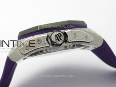 Royal Oak Concept 26620 Satin-polished Steel 1:1 Best Edition Skeleton Dial on Purple Rubber Strap A2965