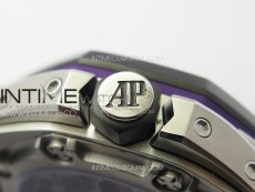 Royal Oak Concept 26620 Satin-polished Steel 1:1 Best Edition Skeleton Dial on Purple Rubber Strap A2965