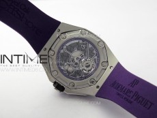 Royal Oak Concept 26620 Satin-polished Steel 1:1 Best Edition Skeleton Dial on Purple Rubber Strap A2965