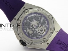 Royal Oak Concept 26620 Satin-polished Steel 1:1 Best Edition Skeleton Dial on Purple Rubber Strap A2965