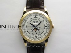 Annual Calendar Moonphase 5396 RG ZF 1:1 Best Edition White/Blue Dial on Brown Leather Strap A324