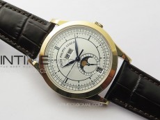 Annual Calendar Moonphase 5396 RG ZF 1:1 Best Edition White/Blue Dial on Brown Leather Strap A324