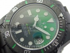 Submariner DIW Carbon Bezel VSF 1:1 Best Edition Green Dial on DLC Bracelet VS3135 (Free Rubber Straps)