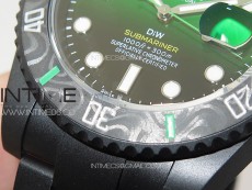 Submariner DIW Carbon Bezel VSF 1:1 Best Edition Green Dial on DLC Bracelet VS3135 (Free Rubber Straps)