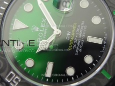Submariner DIW Carbon Bezel VSF 1:1 Best Edition Green Dial on DLC Bracelet VS3135 (Free Rubber Straps)