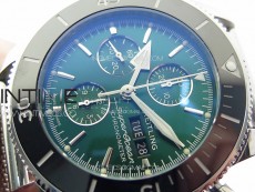 SuperOcean 44mm Black Ceramic Bezel B50 Best Edition Green Dial Green Subdials on SS Bracelet A7750