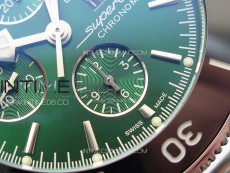 SuperOcean 44mm Black Ceramic Bezel B50 Best Edition Green Dial Green Subdials on SS Bracelet A7750