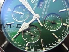 SuperOcean 44mm Black Ceramic Bezel B50 Best Edition Green Dial Green Subdials on SS Bracelet A7750