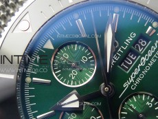 SuperOcean 44mm Black Ceramic Bezel B50 Best Edition Green Dial Green Subdials on SS Bracelet A7750