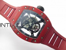 RM052 Skull Red Carbon Real Tourbillon YSF 1:1 Best Edition Skull Dial on Red Rubber Strap