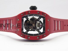 RM052 Skull Red Carbon Real Tourbillon YSF 1:1 Best Edition Skull Dial on Red Rubber Strap