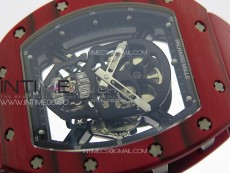 RM052 Skull Red Carbon Real Tourbillon YSF 1:1 Best Edition Skull Dial on Red Rubber Strap