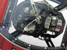 RM052 Skull Red Carbon Real Tourbillon YSF 1:1 Best Edition Skull Dial on Red Rubber Strap