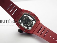 RM052 Skull Red Carbon Real Tourbillon YSF 1:1 Best Edition Skull Dial on Red Rubber Strap
