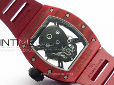 RM052 Skull Red Carbon Real Tourbillon YSF 1:1 Best Edition Skull Dial on Red Rubber Strap