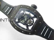 RM052 Skull Black Carbon Real Tourbillon YSF 1:1 Best Edition Skull Dial on Black Rubber Strap