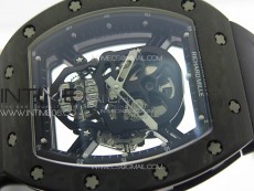 RM052 Skull Black Carbon Real Tourbillon YSF 1:1 Best Edition Skull Dial on Black Rubber Strap