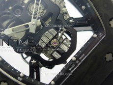 RM052 Skull Black Carbon Real Tourbillon YSF 1:1 Best Edition Skull Dial on Black Rubber Strap