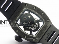 RM052 Skull Black Carbon Real Tourbillon YSF 1:1 Best Edition Skull Dial on Black Rubber Strap